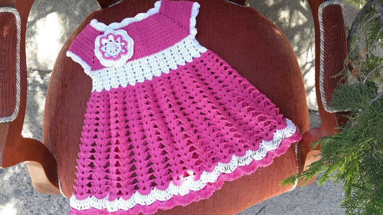 Vestido bebe crochet (ganchillo) tutorial paso a paso - Crochet con LALY